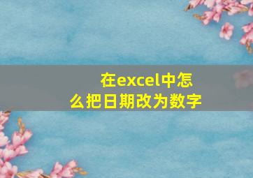 在excel中怎么把日期改为数字