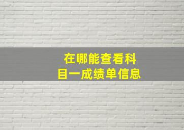 在哪能查看科目一成绩单信息