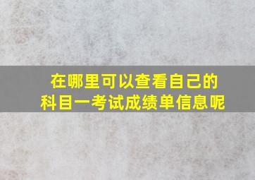 在哪里可以查看自己的科目一考试成绩单信息呢