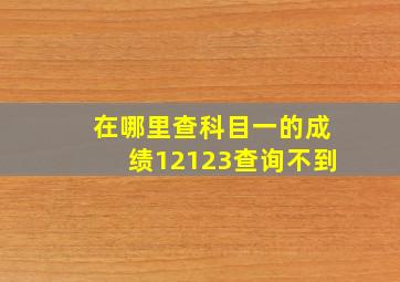 在哪里查科目一的成绩12123查询不到