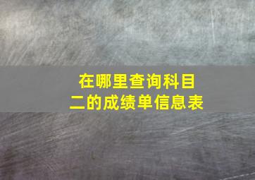 在哪里查询科目二的成绩单信息表