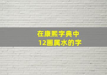 在康熙字典中12画属水的字