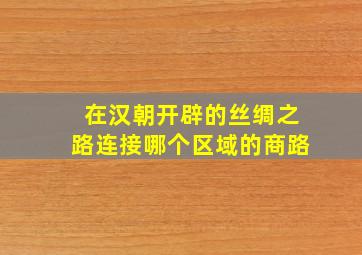 在汉朝开辟的丝绸之路连接哪个区域的商路