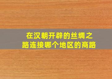 在汉朝开辟的丝绸之路连接哪个地区的商路