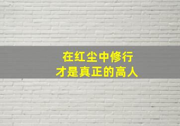 在红尘中修行才是真正的高人