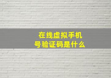 在线虚拟手机号验证码是什么