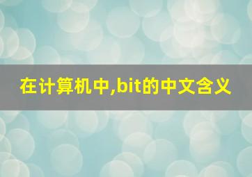 在计算机中,bit的中文含义