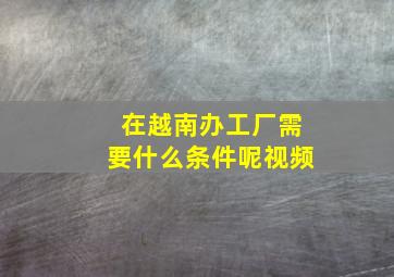 在越南办工厂需要什么条件呢视频