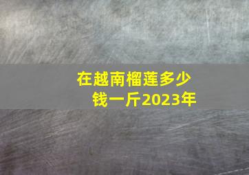 在越南榴莲多少钱一斤2023年