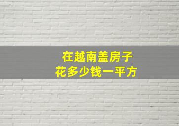 在越南盖房子花多少钱一平方