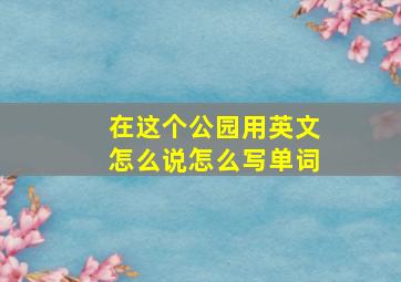 在这个公园用英文怎么说怎么写单词