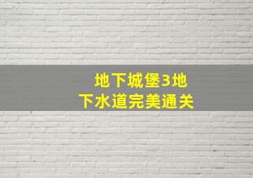 地下城堡3地下水道完美通关