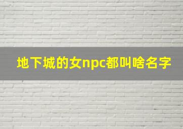 地下城的女npc都叫啥名字