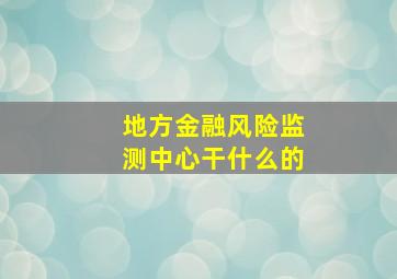 地方金融风险监测中心干什么的