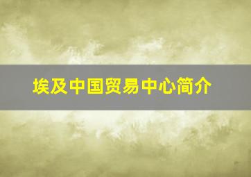 埃及中国贸易中心简介