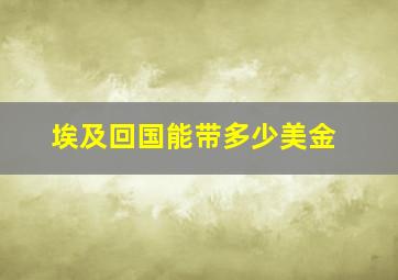 埃及回国能带多少美金