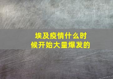 埃及疫情什么时候开始大量爆发的