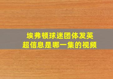 埃弗顿球迷团体发英超信息是哪一集的视频