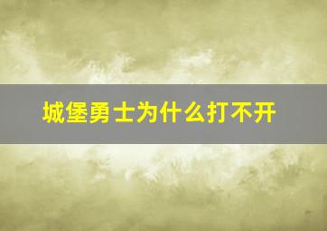 城堡勇士为什么打不开