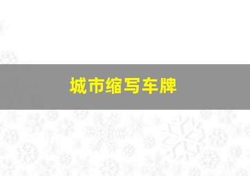 城市缩写车牌