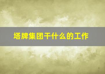 塔牌集团干什么的工作