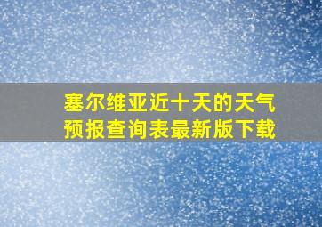 塞尔维亚近十天的天气预报查询表最新版下载