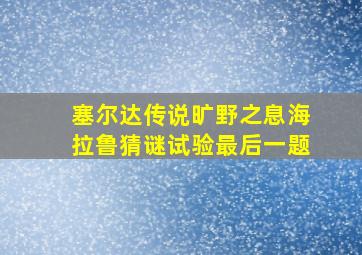 塞尔达传说旷野之息海拉鲁猜谜试验最后一题