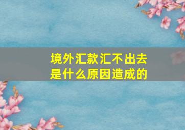 境外汇款汇不出去是什么原因造成的