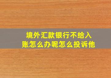 境外汇款银行不给入账怎么办呢怎么投诉他