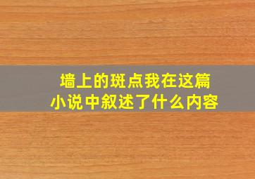 墙上的斑点我在这篇小说中叙述了什么内容