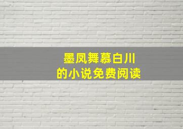 墨凤舞慕白川的小说免费阅读