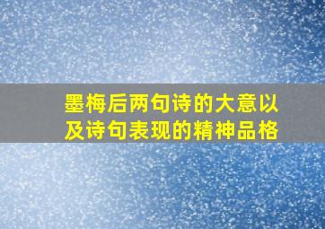 墨梅后两句诗的大意以及诗句表现的精神品格