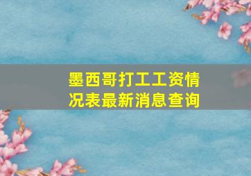 墨西哥打工工资情况表最新消息查询