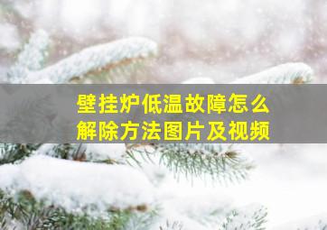 壁挂炉低温故障怎么解除方法图片及视频