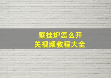 壁挂炉怎么开关视频教程大全