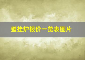 壁挂炉报价一览表图片