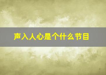 声入人心是个什么节目