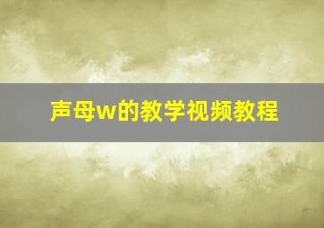 声母w的教学视频教程