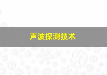 声波探测技术