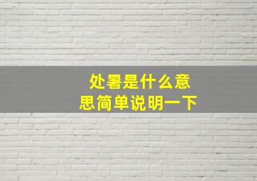 处暑是什么意思简单说明一下