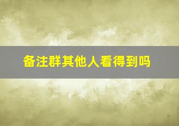 备注群其他人看得到吗