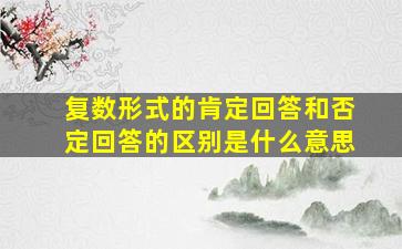 复数形式的肯定回答和否定回答的区别是什么意思