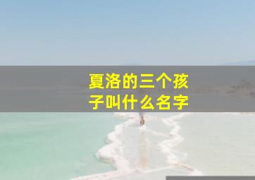 夏洛的三个孩子叫什么名字