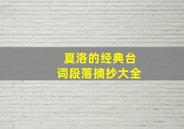 夏洛的经典台词段落摘抄大全