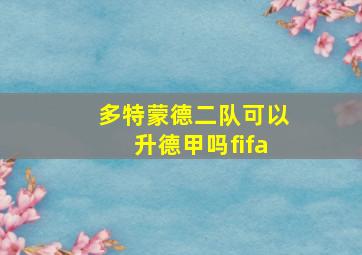 多特蒙德二队可以升德甲吗fifa