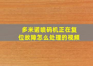 多米诺喷码机正在复位故障怎么处理的视频