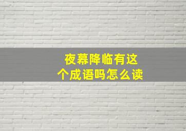 夜幕降临有这个成语吗怎么读