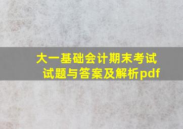 大一基础会计期末考试试题与答案及解析pdf