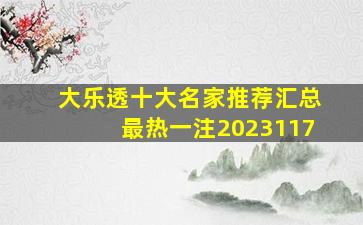 大乐透十大名家推荐汇总最热一注2023117