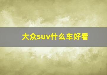 大众suv什么车好看